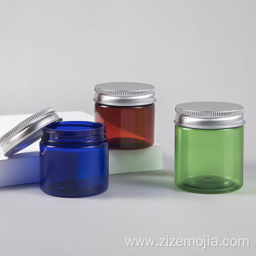 Wholesale round cosmetic plastic jar with metal lid